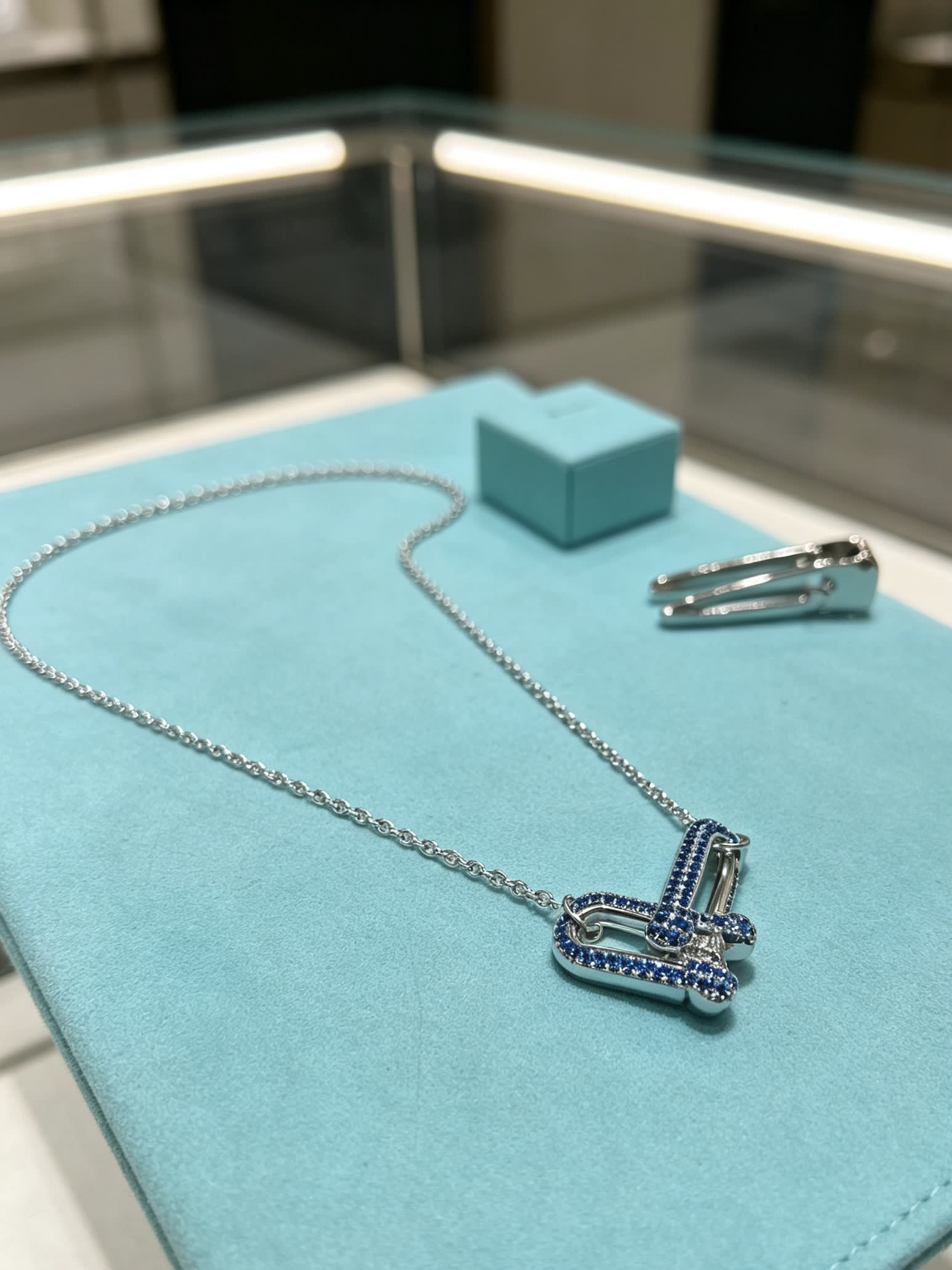 Tiffany & Co. Blue Diamond Heart Tag Necklace